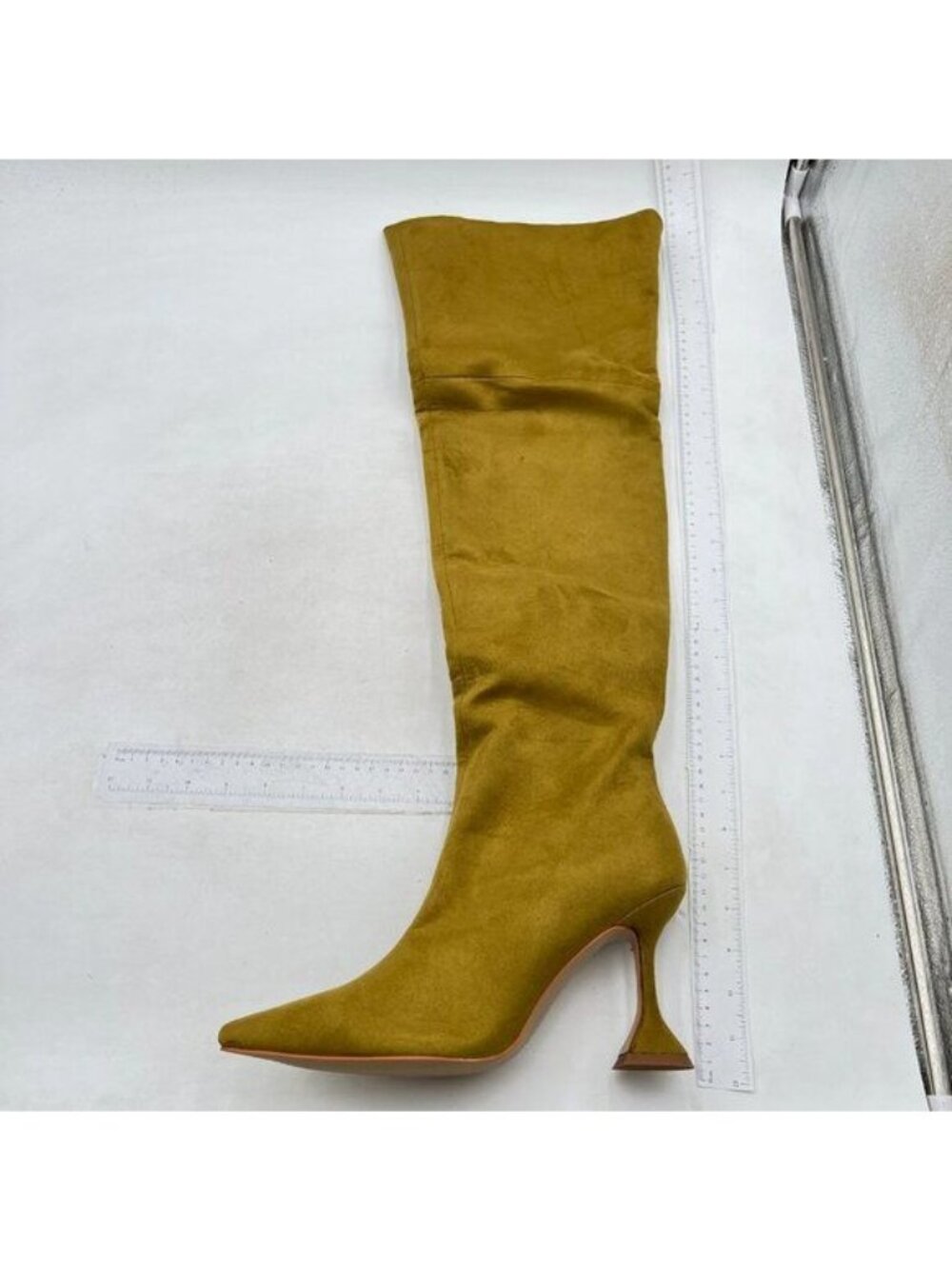 Knee High Boots for Women Fall Boots Kitten Heel Pointed Toe Long Boot Yellow
